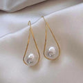 1Pair Twisted Pearl Earrings, Gold Tone, Fashion Jewelry for Women, Elegant Drop Earring for Casual Wear, Stylish Accessories for Everyday Use (Golden)