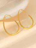 1Pair Gold Tone Hoop Earrings, Open Oval Design, Fashion Jewelry for Women, Trendy Accessories for Casual Wear, Stylish Earring for Everyday Use (Golden)