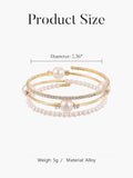 1PC Gold Layered Bangle Bracelet Set for Women, Elegant and Creative Faux Pearl Rhinestone Encrusted Bangle Bracelet for Women - Fashion Party Accessory